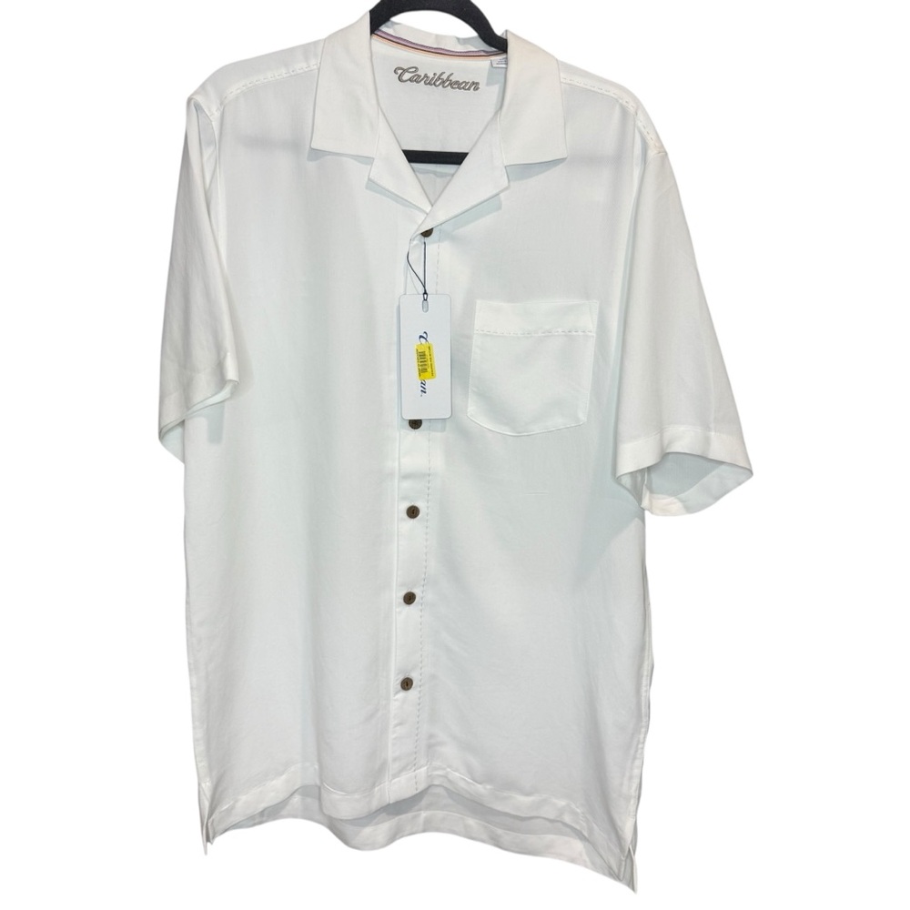 Caribbean Men's‎ White Short Sleeve Shirt